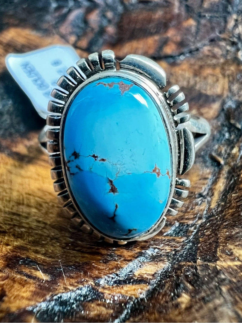 Golden Hills Turquoise Ring Sz 8 Navajo Sterling Silver Norvin Johnson